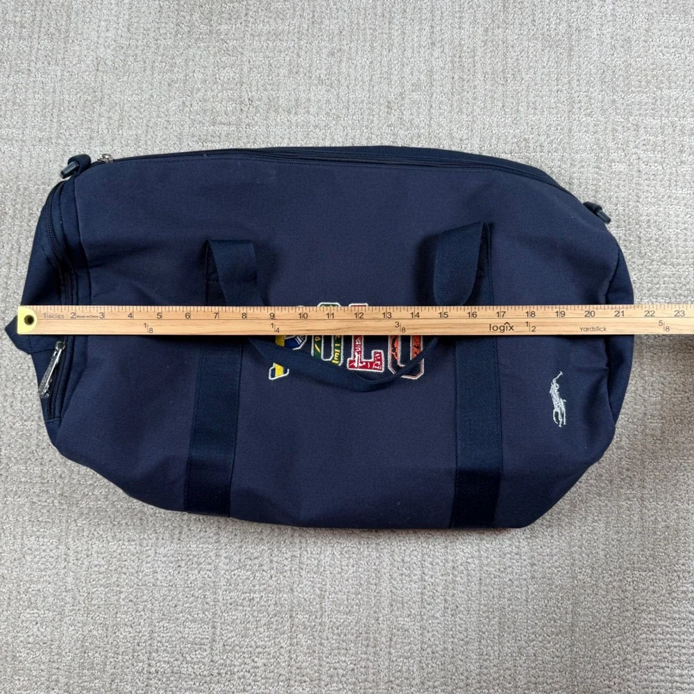 Ralph Lauren Polo Fragrances Navy Blue Embroidered Canvas Duffle Bag